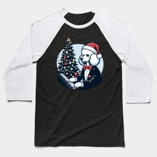 Poodle Playing Piano Christmas Baseball T-Shirt